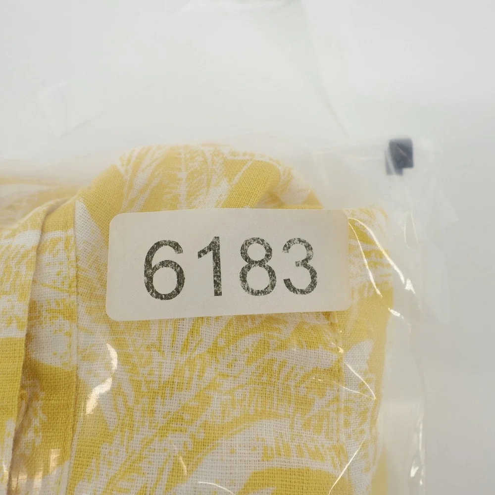 Banana Republic 100% Linen Button Down Shirt Yellow Tropical Palm‎ Leaf Mens XL
